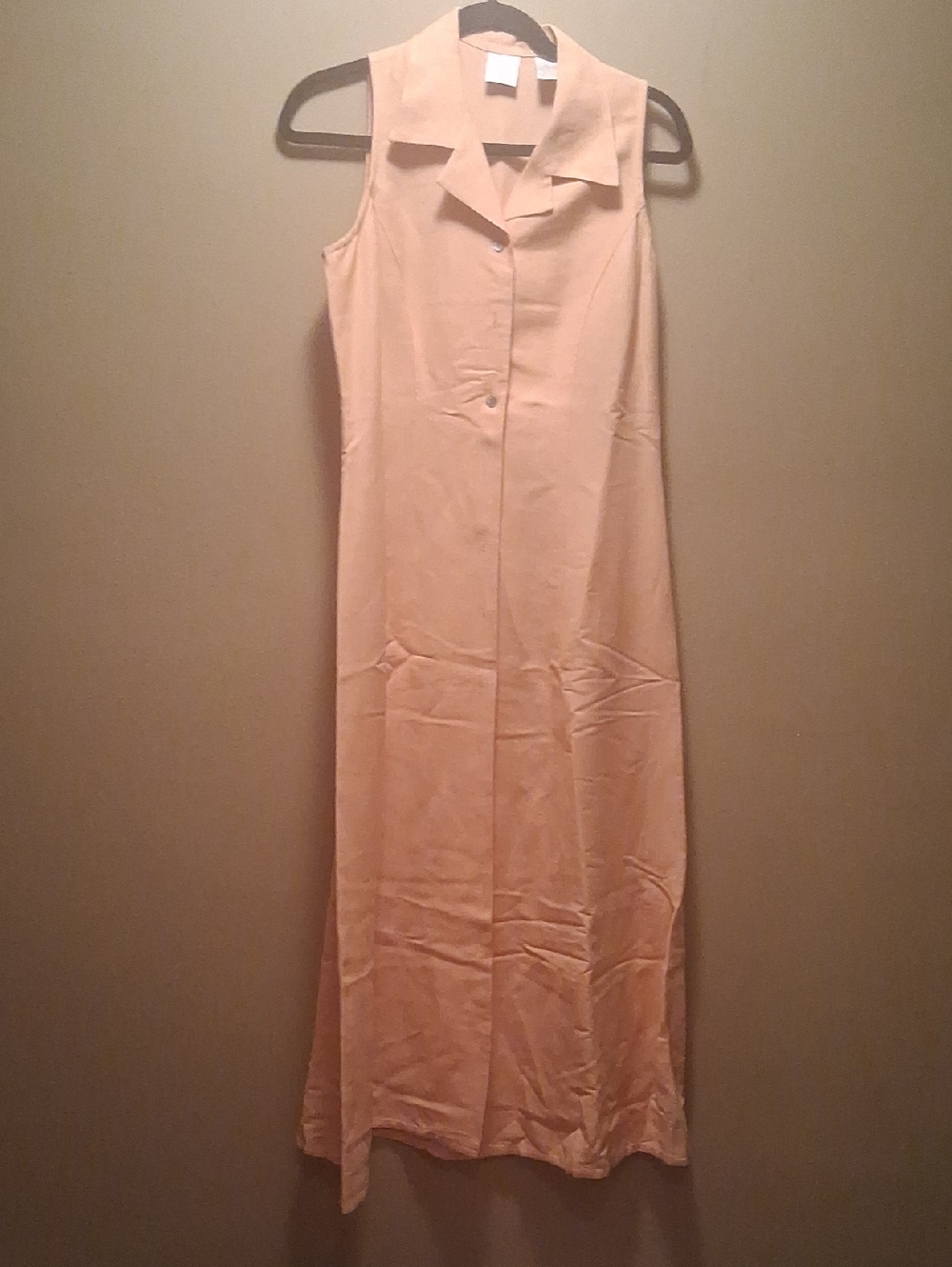 Emma James Sleeveless Linen/ Rayon  Shirt Dress in Peach Size 6